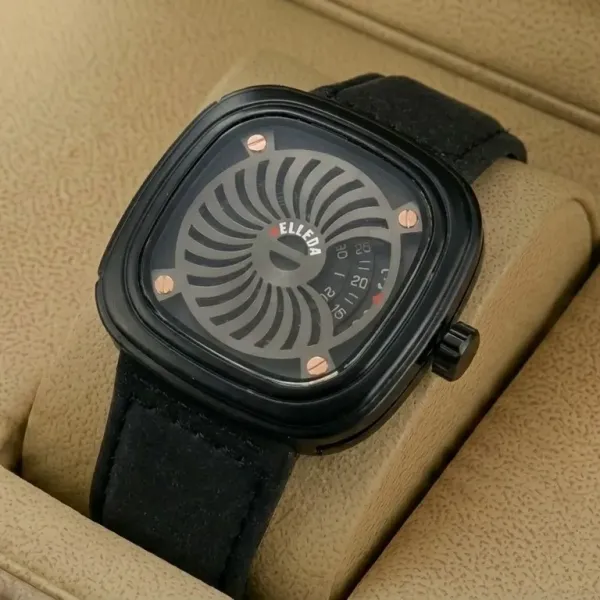 Belleda B9134 Original Watch Leather Strap Dial Black Color