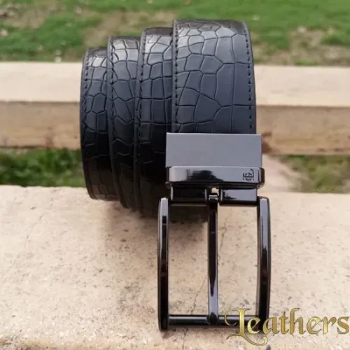 Double Sided Crocodile Style Men's Leather Belt